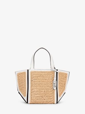MICHAEL KORS/マイケル・コース JORDI ハンドクロシェ ストロー & レザー トート スモール 30S5S9JT5W