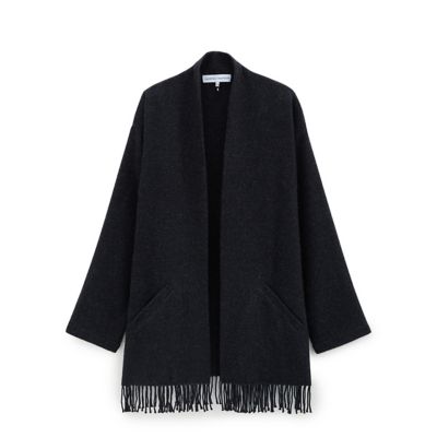 Yves Delorme/イヴ ドロ-ム ロランス ウールフリンジポンチョ CHARCOAL(チャコールグレー）ルームウェア【三越伊勢丹/公式】