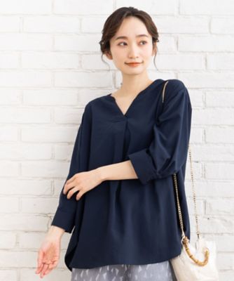 ＜sab street my standard (Women/大きいサイズ)＞気流染めキーネックブラウス