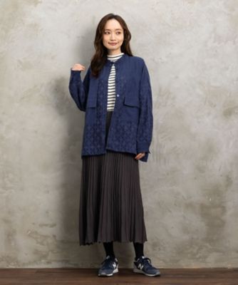 コーデュロイエンブロイダリーシャツ　プラスサイズ　３３－０１－６５５３