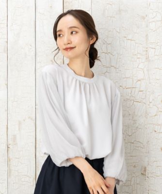 【SALE】【送料無料】sab street my standard (Women/大きいサイズ)/サブストリート マイスタンダード FONTLAB チュールドッキングスタンドカラーブラウス ライトグレー(12) トップス【三越伊勢丹/公式】