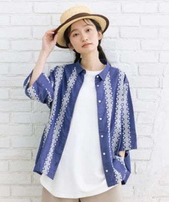 ＜sab street my standard (Women/大きいサイズ)＞エンブロイダリーレースデニムシャツ　３３ー０１ー６５９３