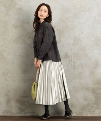 起毛チェックへリンボンブラウス　プラスサイズ　３３ー０１ー６５９８