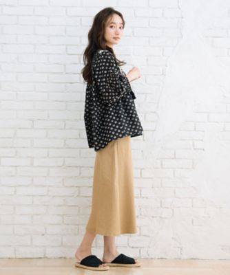 ＩＮＤＥＳＩＧＮ　ボタニカルＭＩＸプリントカフタンブラウス　プラスサイズ　３３ー０１ー６６１８