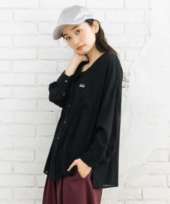 【送料無料】sab street my standard (Women/大きいサイズ)/サブストリート マイスタンダード FONTLAB 気流染めワンポイントロゴゆるシャツ 33ー01ー6672 ブラック(00) トップス【三越伊勢丹/公式】