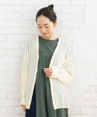 【送料無料】sab street my standard (Women/大きいサイズ)/サブストリート マイスタンダード FONTLAB 気流染めワンポイントロゴゆるシャツ 33ー01ー6672 イエロー(50) トップス【三越伊勢丹/公式】