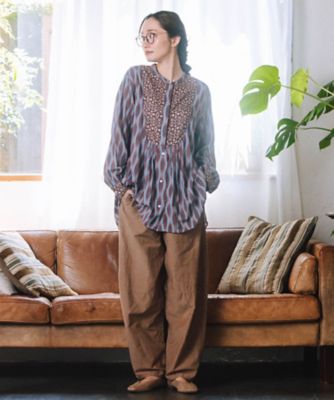 ＜sab street my standard (Women/大きいサイズ)＞ＩＮＤＥＳＩＧＮ　ＭＩＸプリントバンドカラーブラウス　３３ー０１ー６６８２