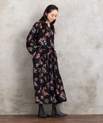 フラワープリント プラスサイズドレス 付属品付き INDESIGN フラワーブーケプリントブラウス プラスサイズ