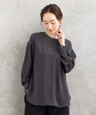 【送料無料】sab street my standard (Women/大きいサイズ)/サブストリート マイスタンダード FONTLAB ジョーゼットロングブラウス 33ー01ー6694 チャコール(10) トップス【三越伊勢丹/公式】