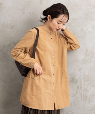 ＜sab street my standard (Women/大きいサイズ)＞ＩＮＤＥＳＩＧＮ　コーデュロイバンドカラーシャツ　プラスサイズ　３３ー０１ー６６９９