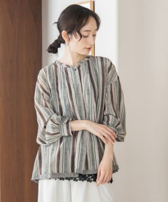 ＜sab street my standard (Women/大きいサイズ)＞ドットストライププリントブラウス　３３ー０１ー６７０６