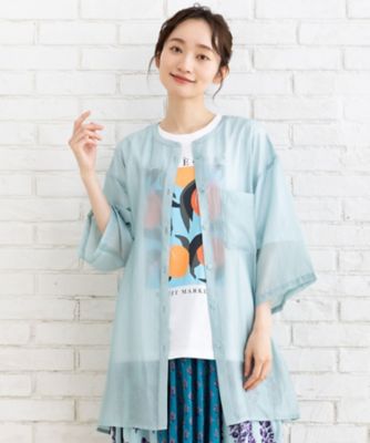 ＜sab street my standard (Women/大きいサイズ)＞スタンドカラーワッシャーシアーシャツ　３３－０３－６５２５