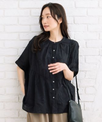 sab street my standard (Women/大きいサイズ)/サブストリート マイスタンダード ＩＮＤＥＳＩＧＮ　ドットジャカード＆エンブロイダリーブラウス　３３０３６６１３