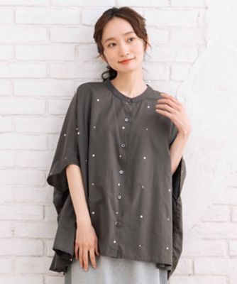 sab street my standard (Women/大きいサイズ)/サブストリート　マイスタンダード ＩＮＤＥＳＩＧＮ　プリント＆シャイニードットドルマンシャツ　３３０３６６２５