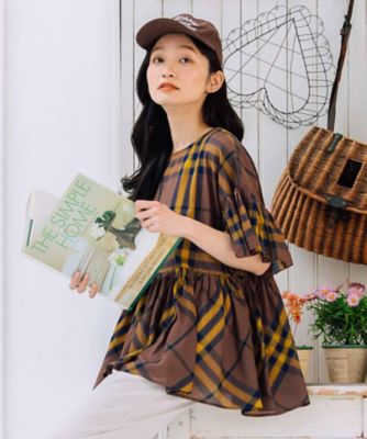 sab street my standard (Women/大きいサイズ)/サブストリート マイスタンダード ＩＮＤＥＳＩＧＮ　チェックフリルペプラムブラウス　プラスサイズ　３３０３６６３２