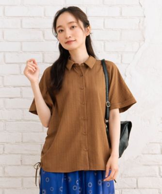 sab street my standard (Women/大きいサイズ)/サブストリート マイスタンダード リネンライクサイドドロストシャツ プラスサイズ 33036649
