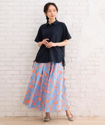リネンライクサイドドロストシャツ　プラスサイズ　３３０３６６４９
