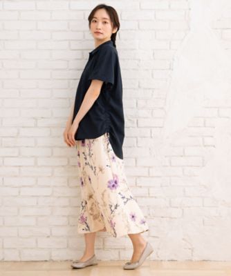 リネンライクサイドドロストシャツ　プラスサイズ　３３０３６６４９