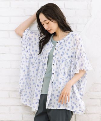 ＜sab street my standard (Women/大きいサイズ)＞カモメ×水彩ドットプリント２ｗａｙブラウス　３３ー０３ー６６６２