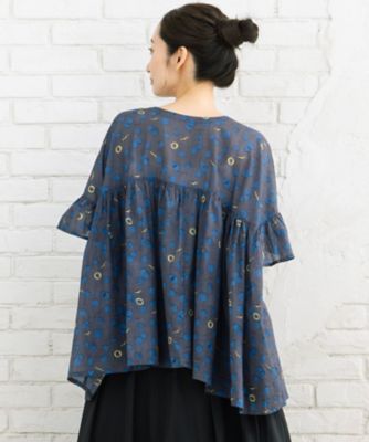 カモメ×水彩ドットプリント2wayブラウス 33ー03ー6662