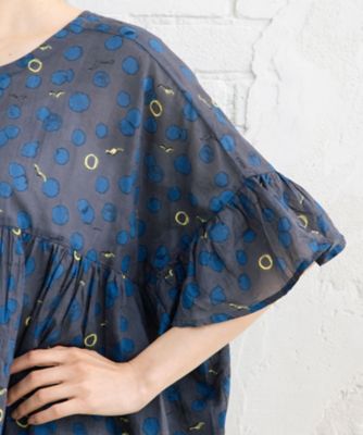 カモメ×水彩ドットプリント2wayブラウス 33ー03ー6662