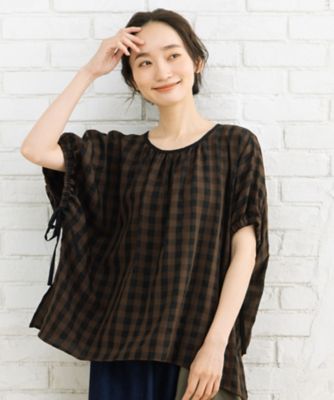 ＜sab street my standard (Women/大きいサイズ)＞ヴィンテージギンガムジョーゼットブラウス　３３ー０３ー６６６４