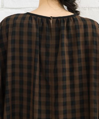 ヴィンテージギンガムジョーゼットブラウス 33ー03ー6664