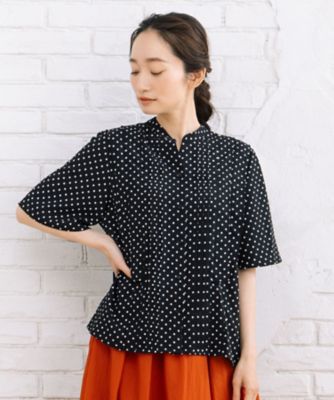 【送料無料】sab street my standard (Women/大きいサイズ)/サブストリート マイスタンダード FONTLAB タックジョーゼットドットブラウス 33036670 ブラック(02) トップス【三越伊勢丹/公式】