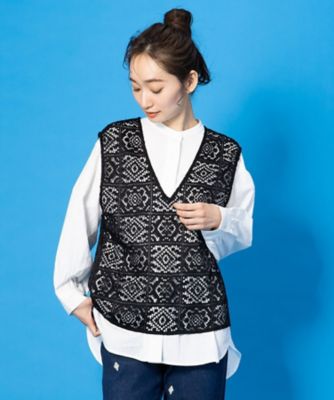 ＜sab street my standard (Women/大きいサイズ)＞クロシェ風レースベストアンサンブル