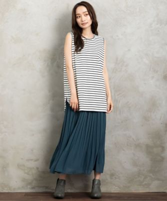 クロシェ風レースボレロ×ボーダータンクアンサンブル　プラスサイズ