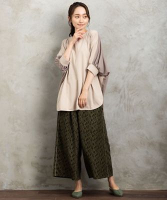 ボタニカルプリントワイドパンツ