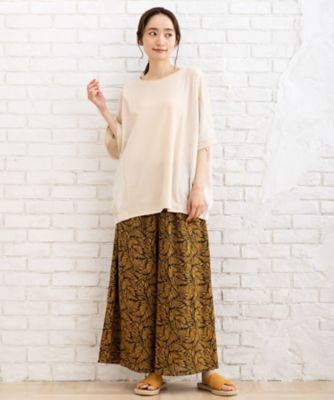 ＜sab street my standard (Women/大きいサイズ)＞ボタニカルテキスタイルパンツ