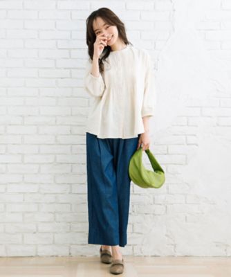 ＩＮＤＥＳＩＧＮ　ピンタックラインデニムパンツ　プラスサイズ　３３ー１２ー１５３３