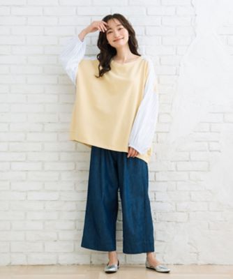 ＩＮＤＥＳＩＧＮ　ピンタックラインデニムパンツ　プラスサイズ　３３ー１２ー１５３３
