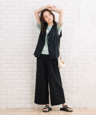 【SALE】【送料無料】sab street my standard (Women/大きいサイズ)/サブストリート マイスタンダード INDESIGN エンブロイダリーコットンリネンワイドパンツ 33ー12ー1536 ブラック(00) パンツ・ズボン【三越伊勢丹/公式】