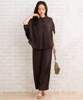 Stripe Tack Wide Silhouette Pants