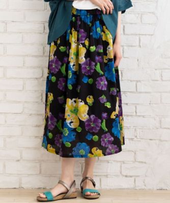 ＜sab street my standard (Women/大きいサイズ)＞水彩フラワープリントスカート　３３－１４－１２８５