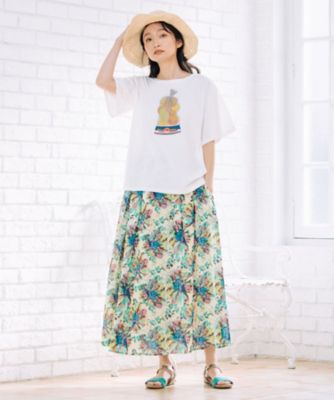 INDESIGN 水彩フラワープリントスカート プラスサイズ