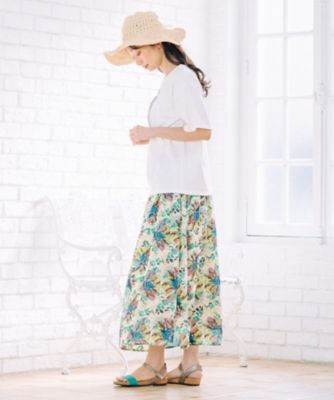 ＩＮＤＥＳＩＧＮ　水彩フラワープリントスカート　３３ー１４ー１５４１