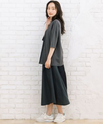 FONTLAB ライトデニムドッキングバルーンスカート プラスサイズ