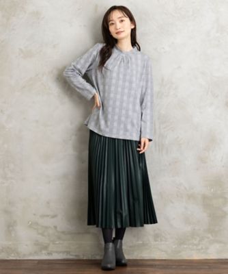 サブストリート（sab street）/【大きいサイズ】レザーライクプリーツスカート レザーライクプリーツスカート 33ー14ー1640 | sab street my