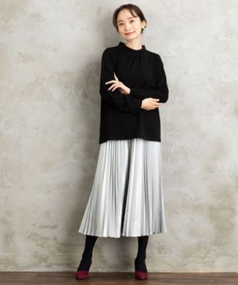 レザーライクプリーツスカート プラスサイズ 33ー14ー1641