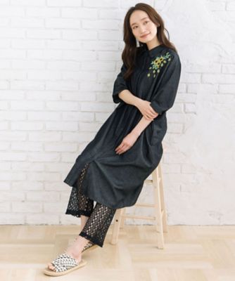 パンツスーツ 黒 M レース切替 トップス ガウチョパンツ 81316 七分袖 Lace Ladies（レースレディース） パンツドレス レース切替プリーツ
