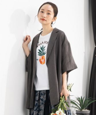 ＜sab street my standard (Women/大きいサイズ)＞Ｒｏｇｉｑｕｅ　リネンハーフスリーブジャケット　３３ー２０ー５４６４