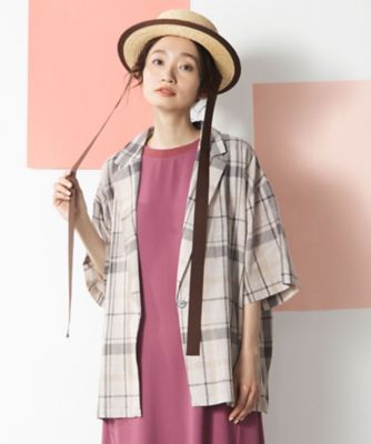 ＜sab street my standard (Women/大きいサイズ)＞コットンリネンドビーチェックジャケット　３３ー２０ー５４７１