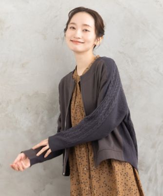 ＜sab street my standard (Women/大きいサイズ)＞ＦＯＮＴＬＡＢ　裏毛×ケーブルコンビジップブルゾン　３３ー２３ー５４３２