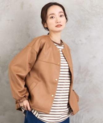 【送料無料】sab street my standard (Women/大きいサイズ)/サブストリート マイスタンダード FONTLAB マシュマロレザーライクブルゾン 33ー23ー5446 キャメル(21) コート・ジャケット【三越伊勢丹/公式】