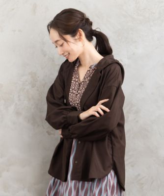 【送料無料】sab street my standard (Women/大きいサイズ)/サブストリート マイスタンダード FONTLAB ウールライクフーディーブラウスブルゾン 33ー23ー5448 ブラウン(20) コート・ジャケット【三越伊勢丹/公式】