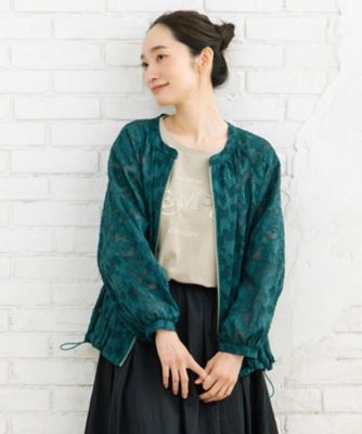 【送料無料】sab street my standard (Women/大きいサイズ)/サブストリート マイスタンダード FONTLAB フラワージャカードシアーブルゾン 33ー23ー5452 グリーン(60) コート・ジャケット【三越伊勢丹/公式】