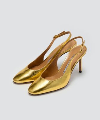 美品❤PELLICO パイソン切換えオープントゥ バックスリングパンプス 35Ｈ PELLICO パンプス CUORE バックスリング 3.5cm GOLD : ZOZOTOWN
